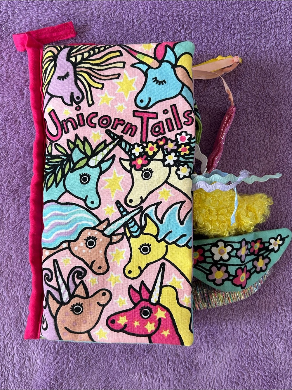 Jellycat Plush Cloth Book Unicorn Tails Soft Baby Book Crinkle Anne Wilkinson